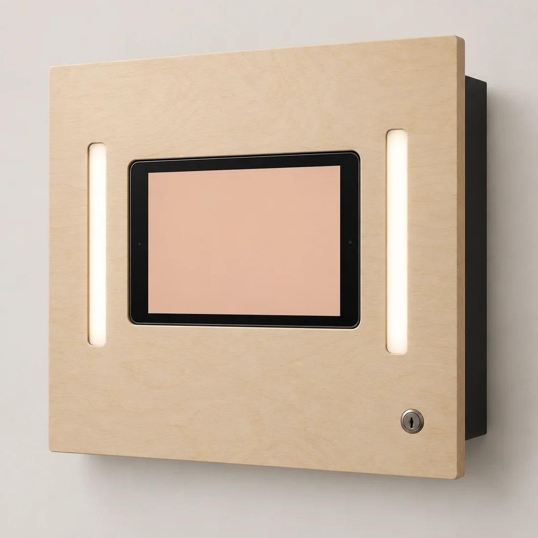 Concept visualisation of the Frame cabinet: a small backing box behind an oversized flat face